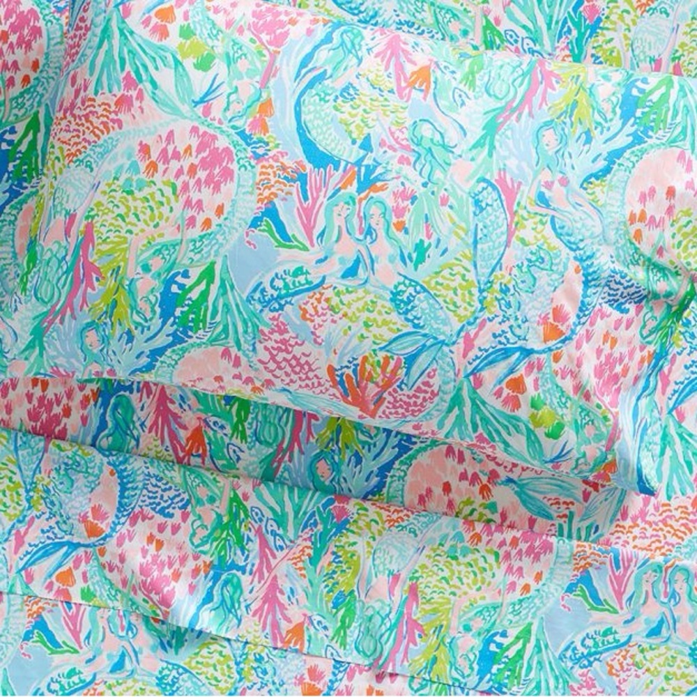 Pottery Barn Kids Lilly Pulitzer Mermaid Cove Sheet Set - RARE
